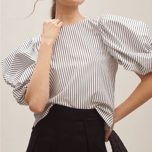 Maeve Puff-Sleeve Boatneck Top